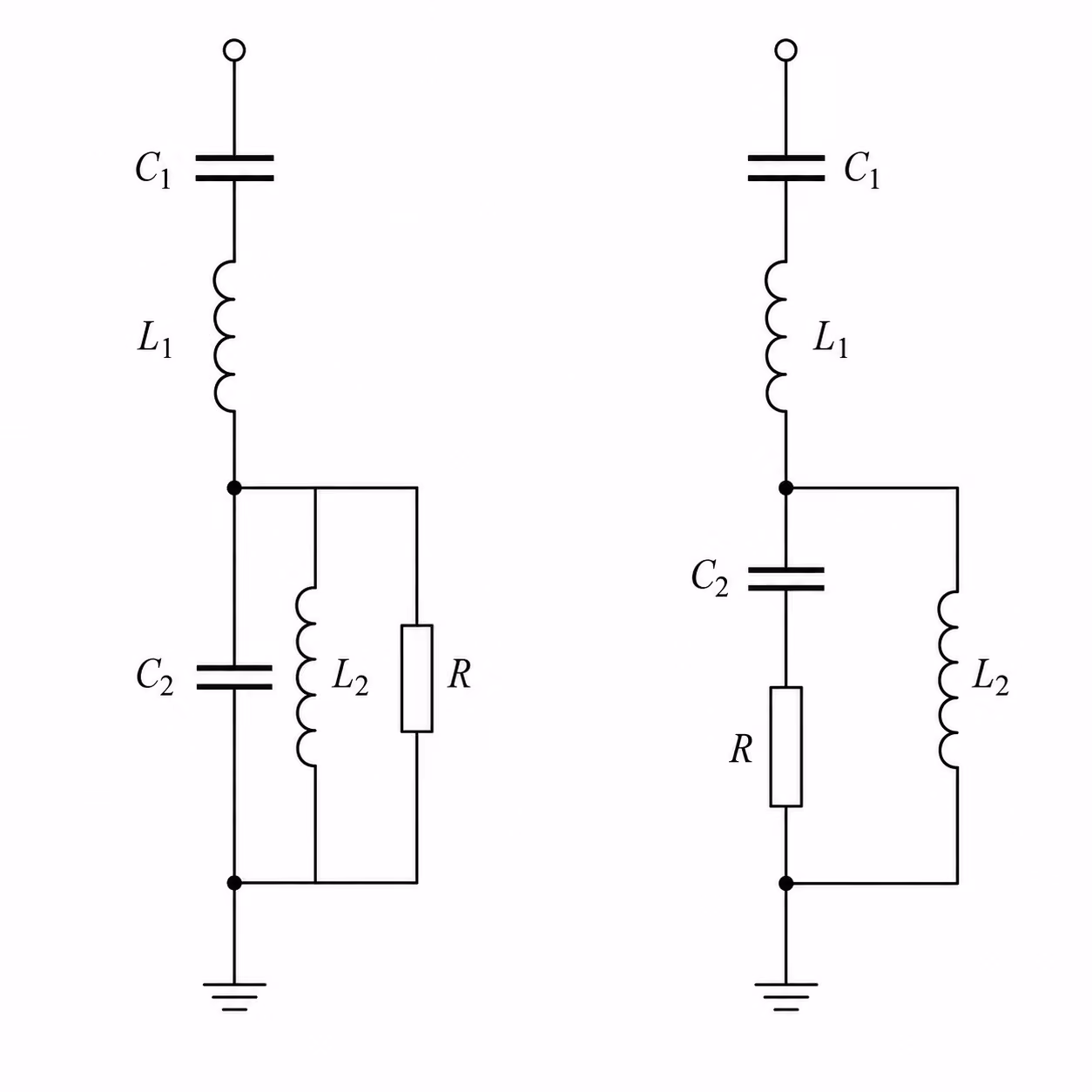 Double-tuned filter circuit diagram with one HV capacitor and one HV reactor serving two harmonic frequencies