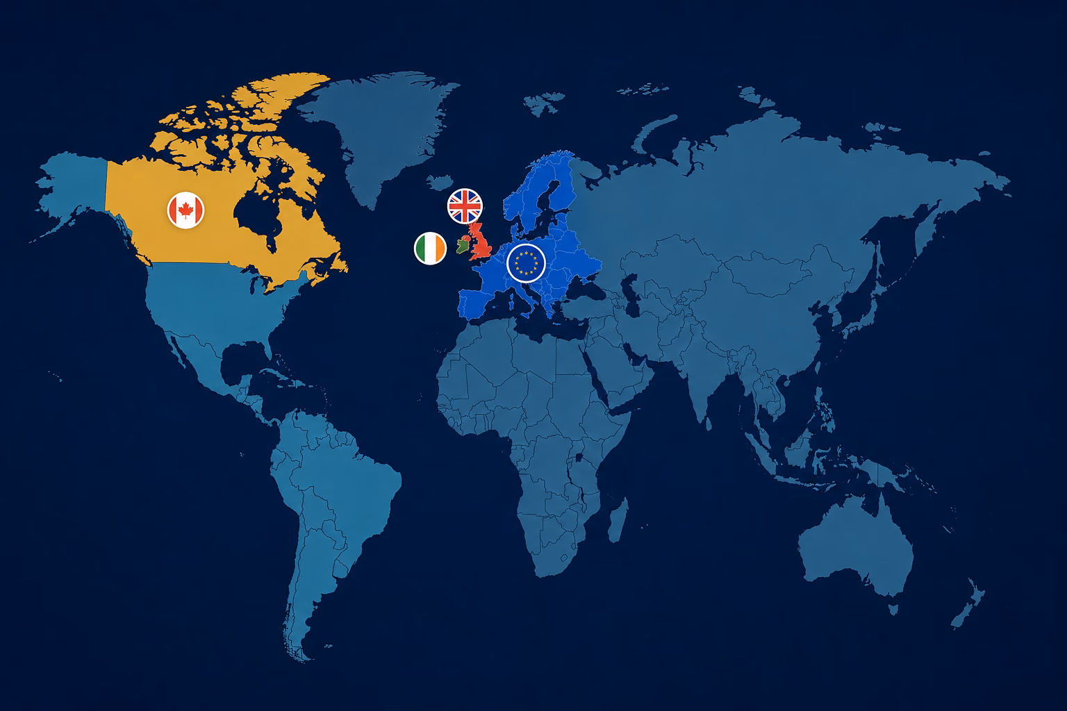 APS global collaboration map highlighting Canada, UK, Ireland and Europe